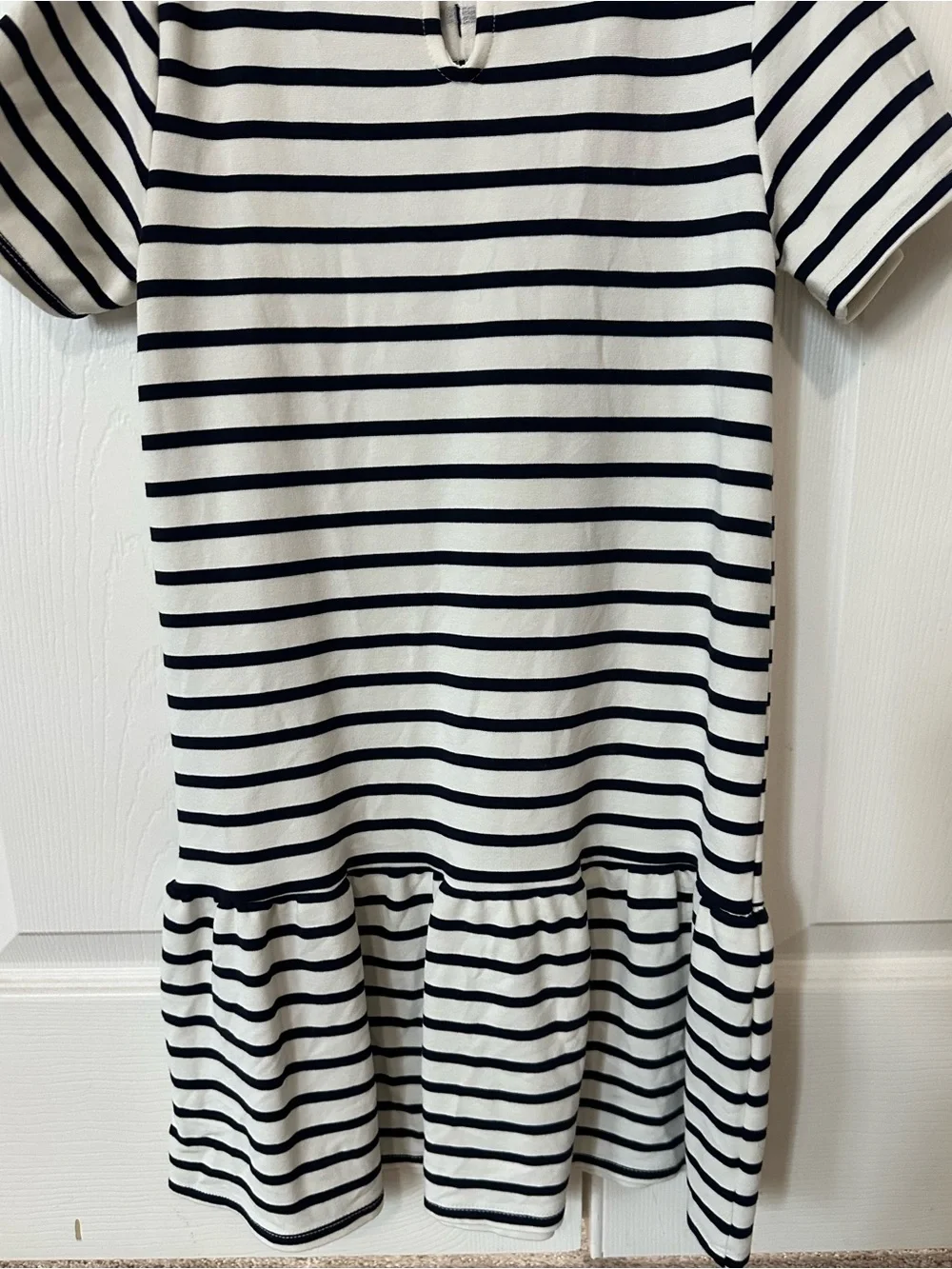 H&M - Navy & White Striped Bow-Accent Dress